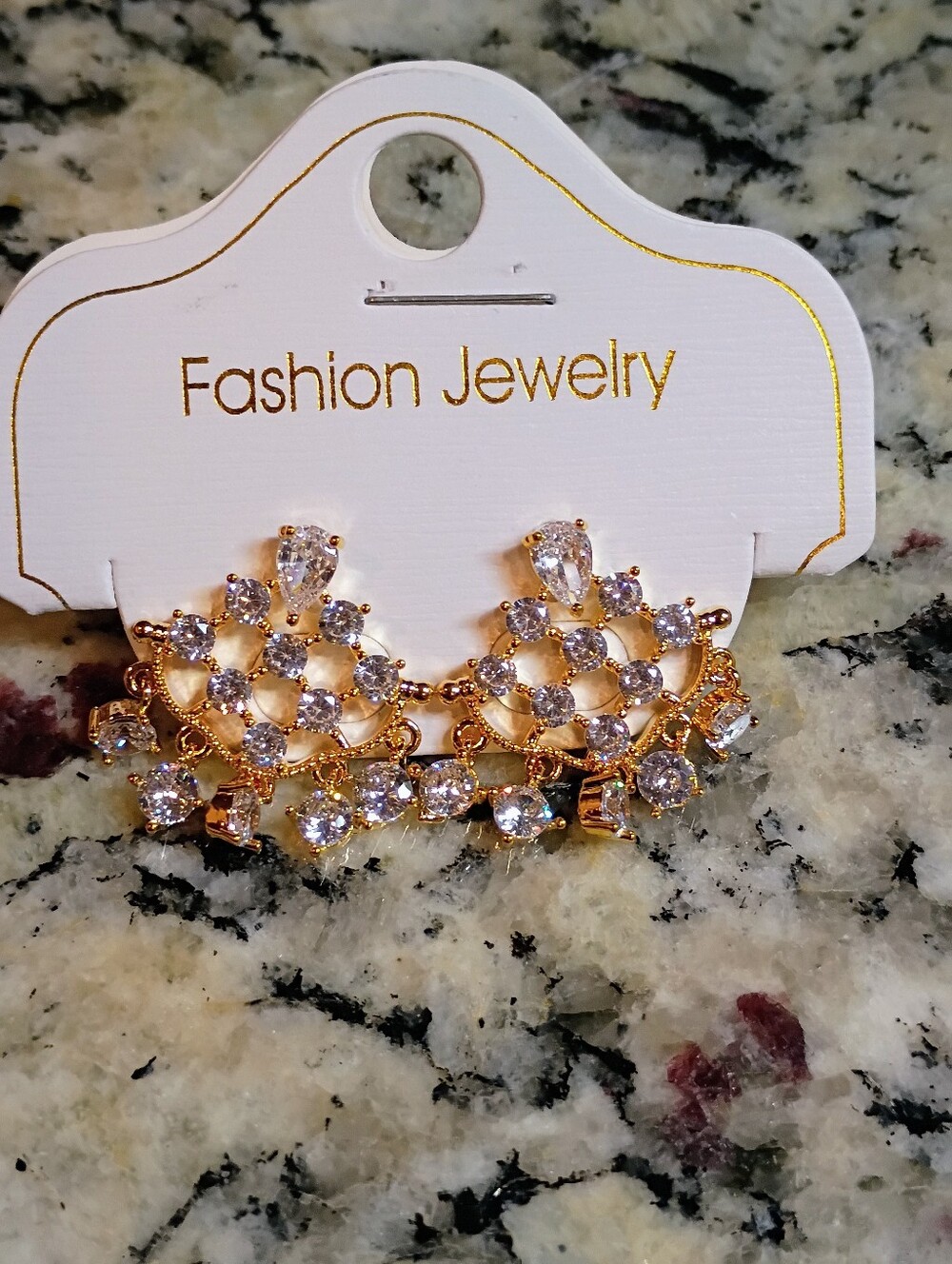 New Fashion Jewelry Gold and Clear Crystal Floral Cluster Earrings